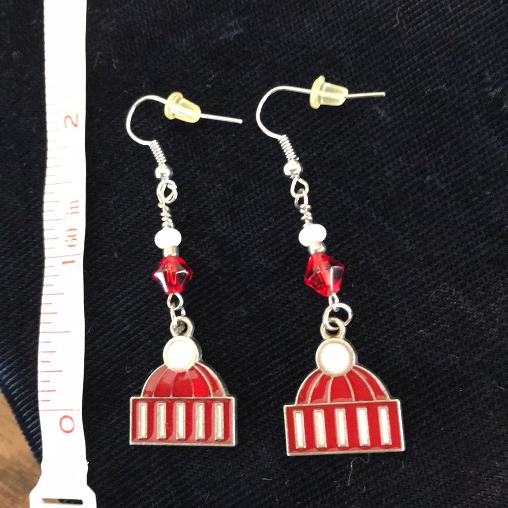 Handmade winter hat earrings